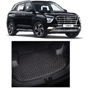 7D Car Trunk/Boot/Dicky PU Leatherette Mat for Creta New   - Black